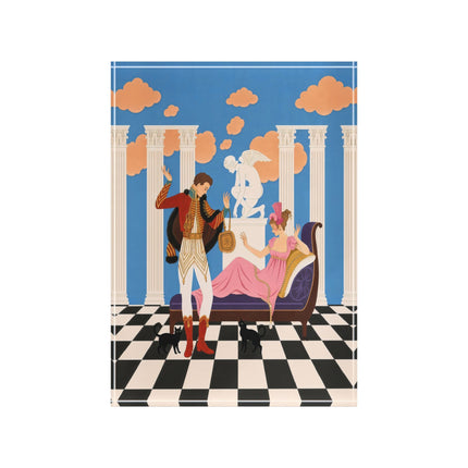 🎭🐈 The Masquerade Of The Black Cats Acrylic Art Block – Art Deco Neoclassical Whimsy