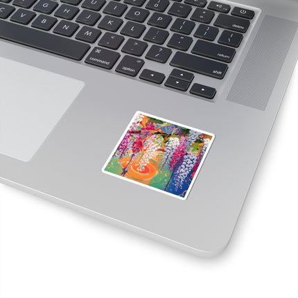 Golden Wisteria Elegance Kiss-Cut Stickers (4 Sizes)