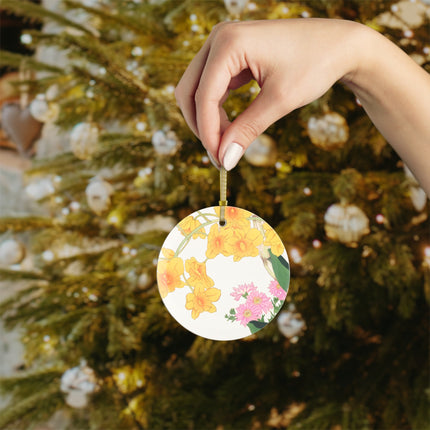 Golden Bow Orchid by Tanigami Kônan Glass Ornaments (1-5-10-25-50 pieces)