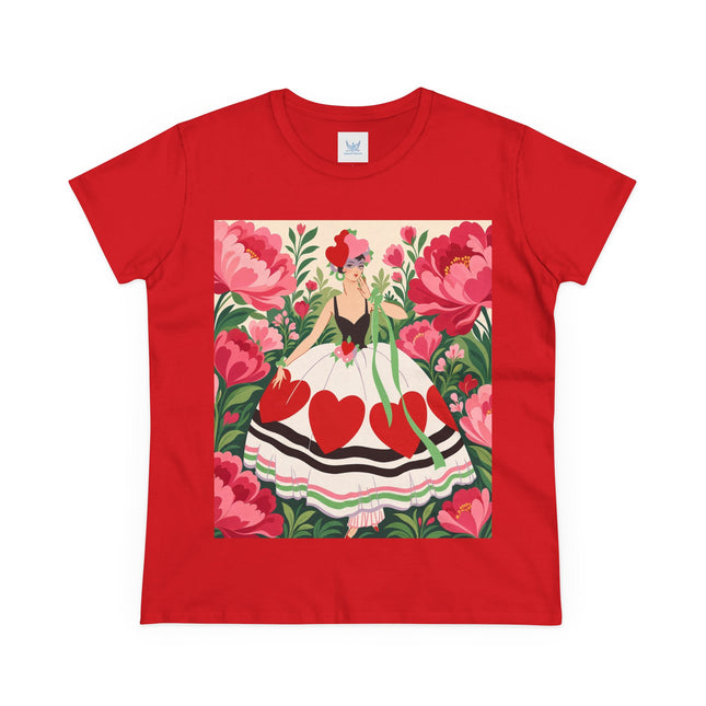 ❤️🌸 The Heart Garden Cotton Tee – Art Deco Floral Romance