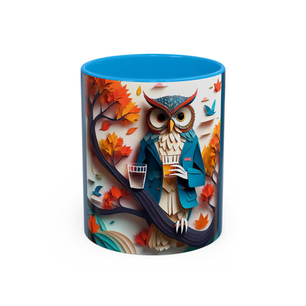 Owl at an Autumn Park Colorful Mugs (11oz, 15oz)