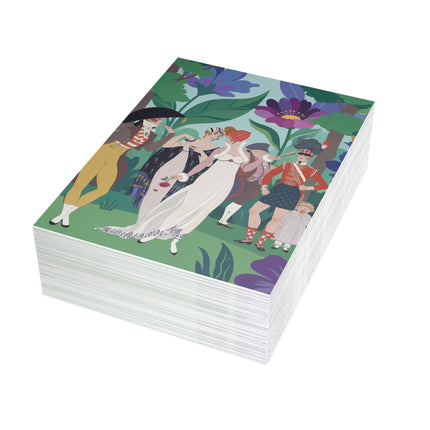 🌸🎩 The Garden Promenade Greeting Card – Regency Fashion & Floral Elegance