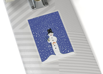 Snowman in Falling Snow Kiss-Cut Stickers (4 Sizes)
