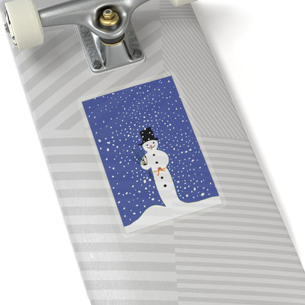 Snowman in Falling Snow Kiss-Cut Stickers (4 Sizes)