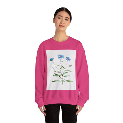 Blue Strawflower by Anselmus Boëtius de Boodt Heavy Blend™ Crewneck Sweatshirt