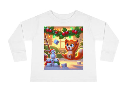 Naughty or Nice Kitten Christmas Toddler Long Sleeve Tee