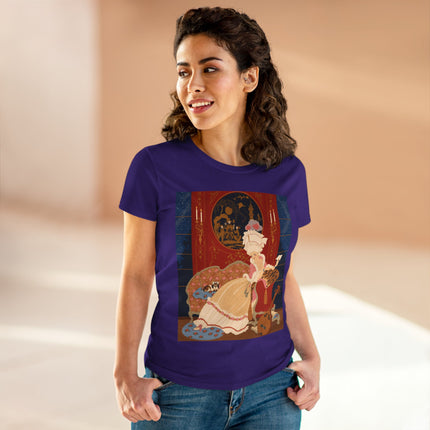 🎼🐈 The Lady Of The Midnight Salon Cotton Tee – Art Deco Fashion Illustration