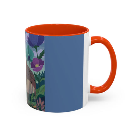 The Lady And The Enchanted Heron Colorful Mugs – Art Deco Botanical Elegance