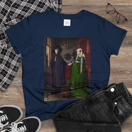 Arnolfini Portrait by Jan Van Eyck Women's Midweight Cotton Tee