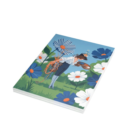 🎨🌼 The Painter In The Giant Daisy Garden Greeting Card – Art Deco Floral Fantasy