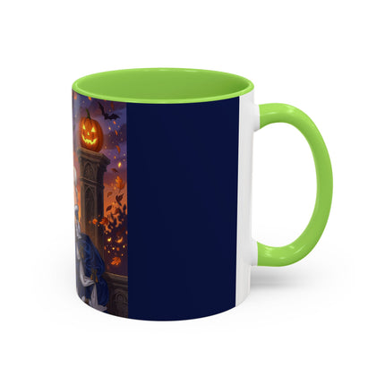 🎃💙 The Pumpkin Lantern Courtship Colorful Mug – Romantic Halloween Elegance