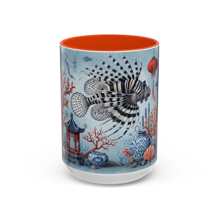 Lionfish & Lantern Colorful Mug – Mystical Ocean & Asian Harmony