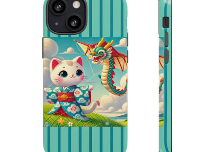 Geisha Kitten and the Dragon Kite Phone Cases