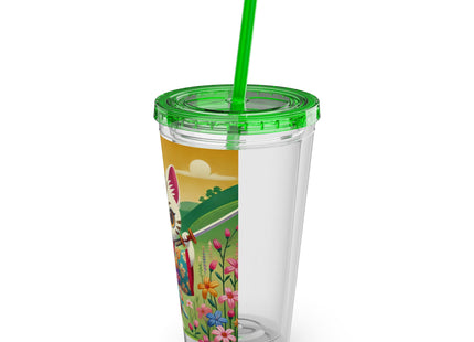 Samurai Kitten Sunsplash Tumbler with Straw, 16oz