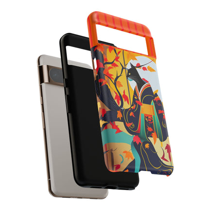 Black Cat in Kimono Phone Cases