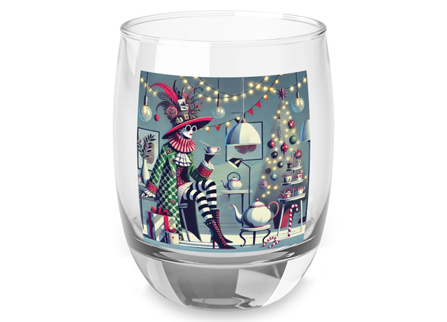 Whimsical Christmas Tea Party Whiskey Glass