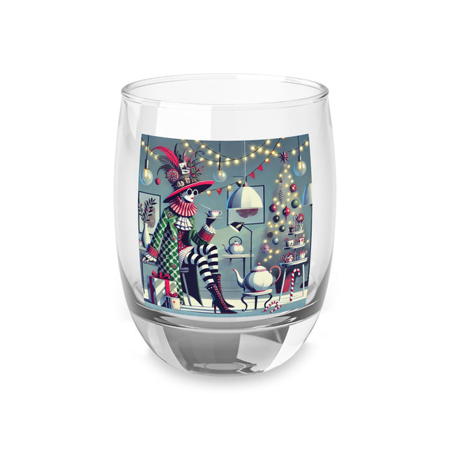 Whimsical Christmas Tea Party Whiskey Glass