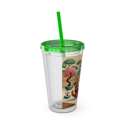 Archer Kitten in the Zen Garden Sunsplash Tumbler with Straw, 16oz