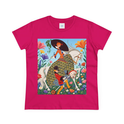 🐎🌸 The Enchanted Garden Riders Cotton Tee – Art Deco Equestrian Whimsy