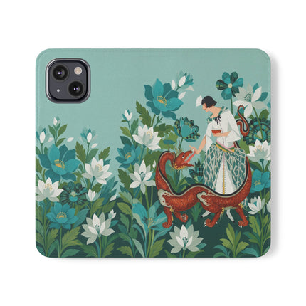 🐉🌿 The Dragon Keeper Flip Case – Art Deco Floral Fantasy