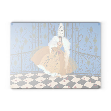 🎭🌹 The Rose Masquerade Glass Cutting Board – Art Deco Venetian Elegance