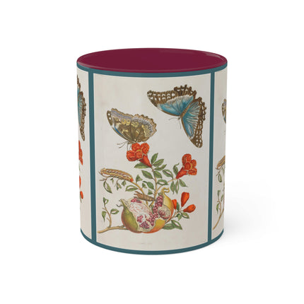 Blue Butterflies and Pomegranate by Maria Sibylla Merian Colorful Mugs, 11oz