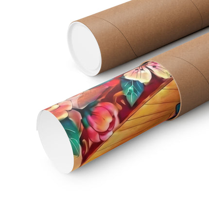 🎠🌸 Geisha Kitten's Enchanted Carousel Ride Matte Vertical Poster – Whimsical Dreams & Cherry Blossom Magic