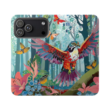 🦖🦋 Colorful Raptor Flip Case – Butterfly Wonder & Forest Adventure