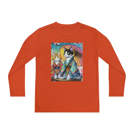 Kimono Kitties Youth Long Sleeve Competitor Tee – Anime Charm & Whimsical Elegance
