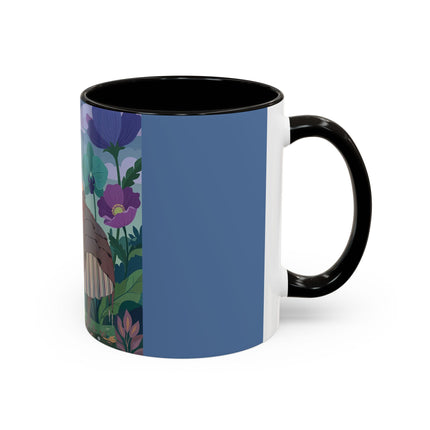 The Lady And The Enchanted Heron Colorful Mugs – Art Deco Botanical Elegance
