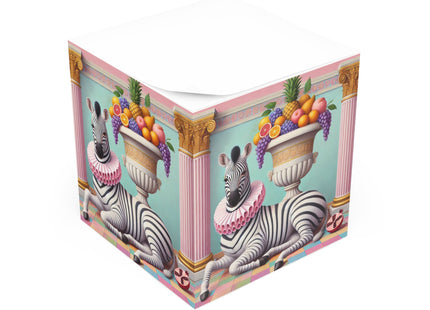 Zebra, Fruit, and Pink Columns Note Cube