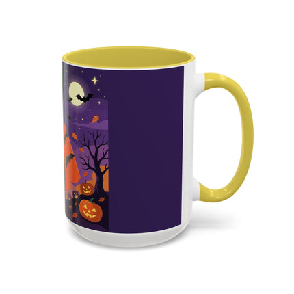 🎃🌕 The Pumpkin Moon Enchantress Colorful Mug – Elegant Halloween Masquerade