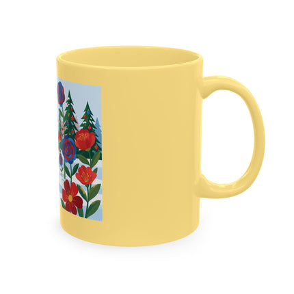 🌹🎄 The Lady Of The Holiday Roses Ceramic Mug – Art Deco Christmas Elegance