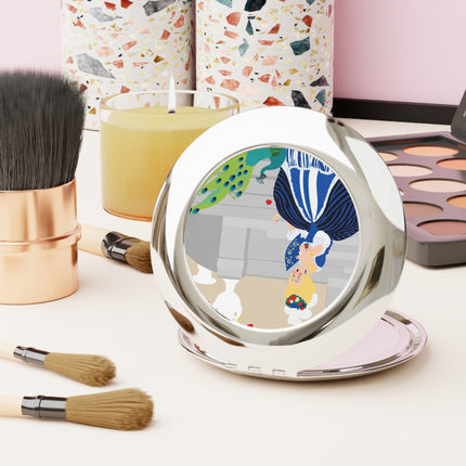 Peacock Courtesan Compact Mirror – Whimsical Elegance & Royal Splendor