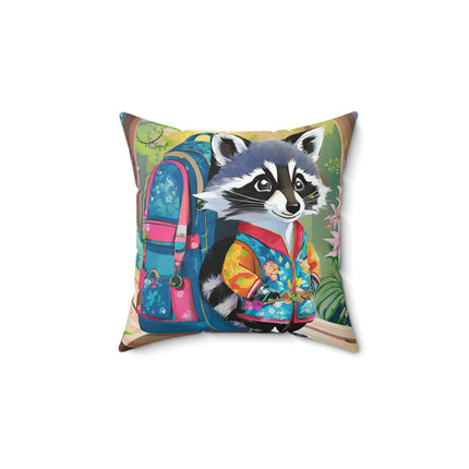 Baby Racoon Spun Polyester Square Pillow