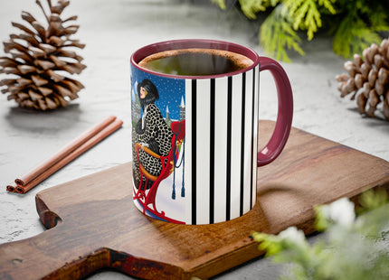 Elegant Winter Woman in Sleigh Colorful Mugs (11oz, 15oz)