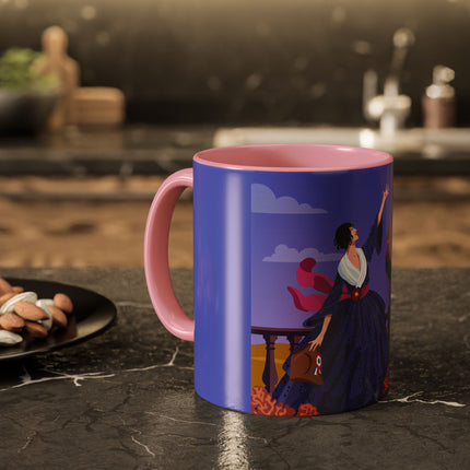 The Dawn Serenade Colorful Mug (11oz, 15oz) – Rooster Beauty, Morning Charm & Art Deco Elegance