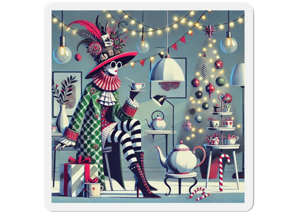 Whimsical Christmas Tea Party Die-Cut Magnets (5 Sizes)