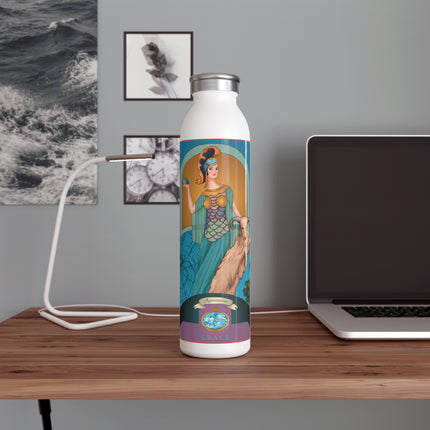 March & Aquamarine (Gem Series) by Sofia Chiostri Slim Water Bottle