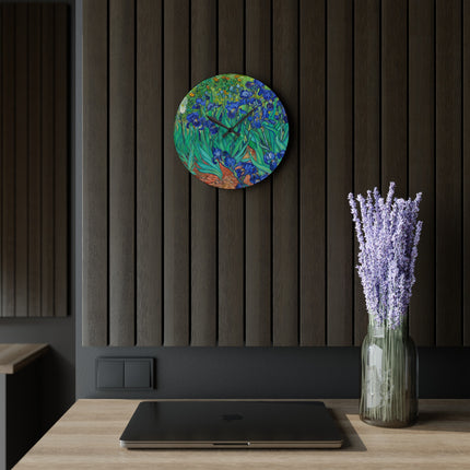 Irises by Vincent Van Gogh Acrylic Wall Clock, Round and Square