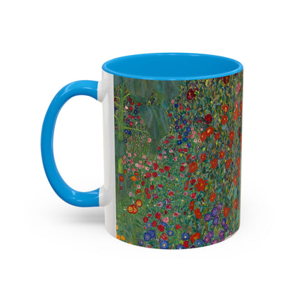 Farm Garden with Sunflowers by Gustav Klimt Colorful Mugs (11oz, 15oz)