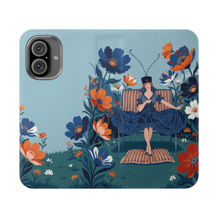 🌺🎩 The Lady Of The Grand Flower Garden Flip Case – Art Deco Floral Fantasy