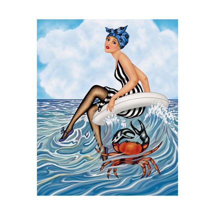 🌊🎀 The Lady Of The Seaside Adventure Matte Vertical Poster – Art Deco Coastal Whimsy