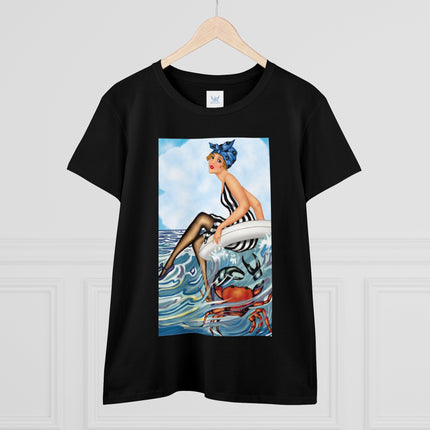 Playful Waves and Fashion Follies Women's Midweight Cotton Tee