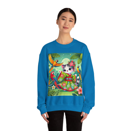 Parrot Dance of the Geisha Kitten Heavy Blend™ Crewneck Sweatshirt