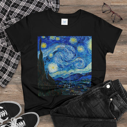 The Starry Night by Vincent Van Gogh Women's Midweight Cotton Tee