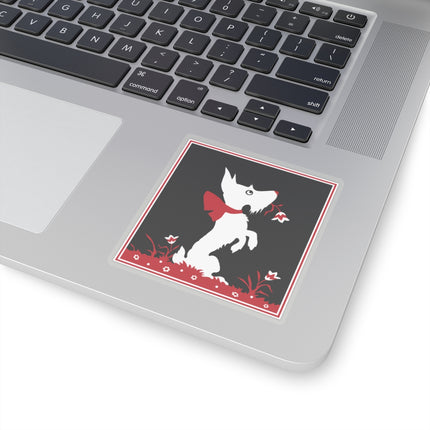 The Enchanting White Terrier with a Red Bow Kiss-Cut Stickers (4 Sizes)