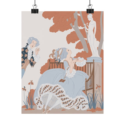 🌸🎭 L'Allée Matte Vertical Poster – George Barbier Art Deco Garden Romance