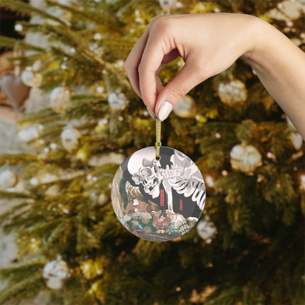Mitsukuni Defying the Skeleton Spectre by Utagawa Kuniyoshi Glass Ornament