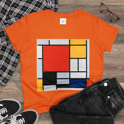 Composition with Red, Yellow, Blue, and Black by Piet Mondrian Women's Midweight Cotton Tee